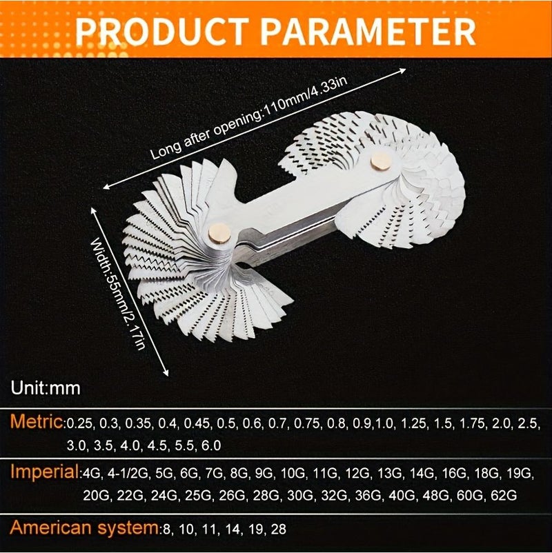Thread Measuring Tool Thread Gauge 58pcs - Image 2