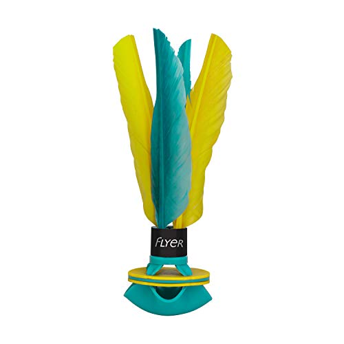 Waboba Flyer - Soft Rubber Shuttlecock, Badminton Thrower for Indoors & Outdoors, Training Aid for Solo Practice, Garden Games for Kids & Adults, Family Games for All Ages (Teal/Yellow) - Image 1