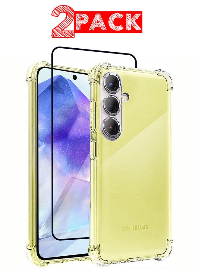 CATANES (for Samsung Galaxy A55) 2 Pack Clear Case and Screen Protector Scratch Resistant Reinforced Corners TPU Rubber Soft Skin Protective Cover - Image 1