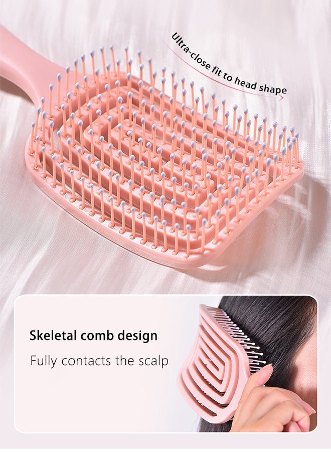 JieSuDa Square Vent Hair Brush – Lightweight Paddle Styling Comb for Detangling, Scalp Massage & Volumizing, Suitable for Long Hair (Pink) - Image 3