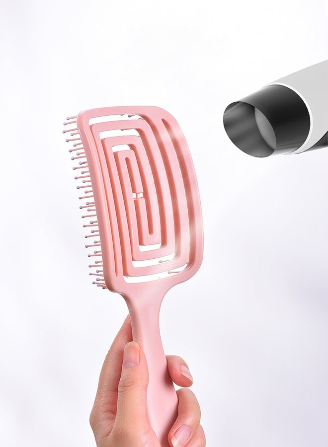 JieSuDa Square Vent Hair Brush – Lightweight Paddle Styling Comb for Detangling, Scalp Massage & Volumizing, Suitable for Long Hair (Pink) - Image 5
