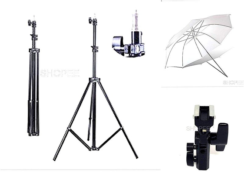إعداد إضاءة مظلة صغيرة منزلية 33 من العلامة التجارية مع حامل مظلة معدني وساق إضاءة استوديو 3 قطع