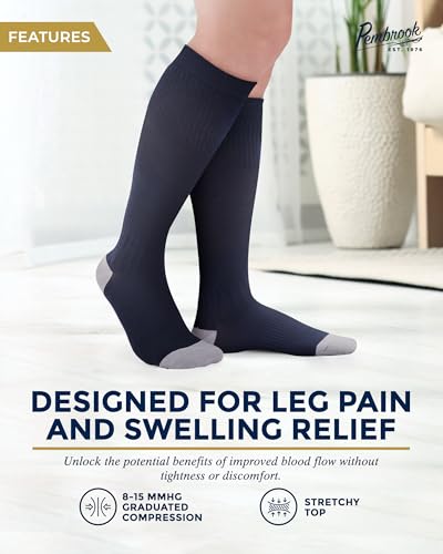 Pembrook Bamboo Viscose Light Compression Socks - 3 Pairs | 8-15 mmHg for Women and Men | Black, Grey, Navy | for Soreness, Varicose Veins, Edema - Image 3