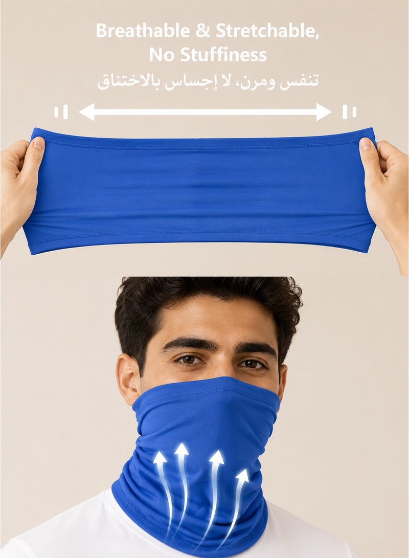 UPF 50+ Cooling Neck Gaiter, Water Sweat Activated Cooling Face Mask, 12 Styles Breathable Sun Cover, Unisex Bandana for Running Cycling Hiking Outdoor Work, Blue - Image 4