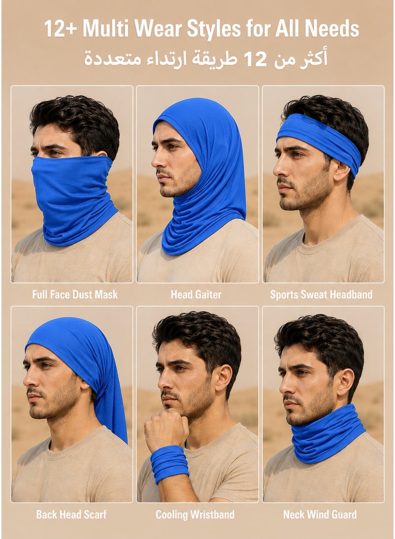 UPF 50+ Cooling Neck Gaiter, Water Sweat Activated Cooling Face Mask, 12 Styles Breathable Sun Cover, Unisex Bandana for Running Cycling Hiking Outdoor Work, Blue - Image 5