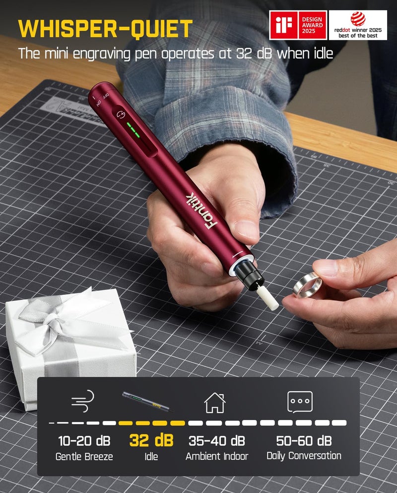 Fanttik F2 Master Mini Cordless Rotary Tool Kit 4V  Neopulse Motor  5 Variable Speed  25000 Rpm  Revostor Hub  35 Accessories  Power Tool For Sanding  Polishing  Drilling  Carving  Diy Crafts - Red - Image 5