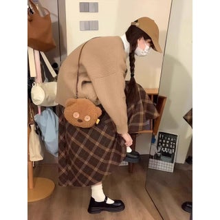 plus size chubby girl brown Wool Skirt 2024 New Autumn Japanese Lazy Elegant Slim A- word Plaid Skirt Coffee color - pzsku/Z879034A425B753B3AD19Z/45/1746214347/f87bdbff-ab3b-46ba-9020-78b2f6fd1003