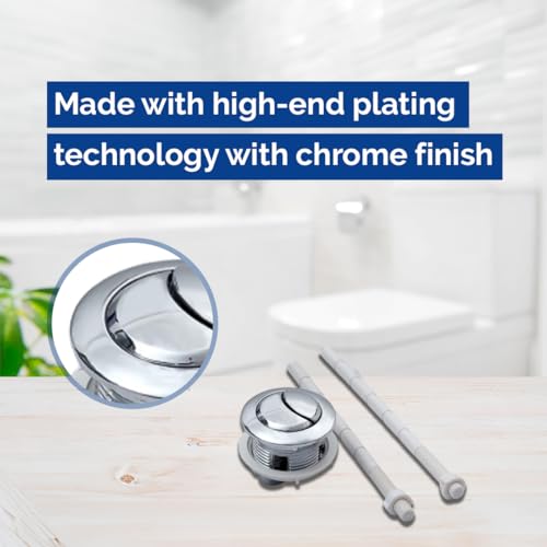 Parryware Single Piece Dual Push Flush Button or Knob Assembly | 38 mm Round PE | Saves Water | High-end Plating Technology for Long-lasting Performance | C61PE0901 - Image 3