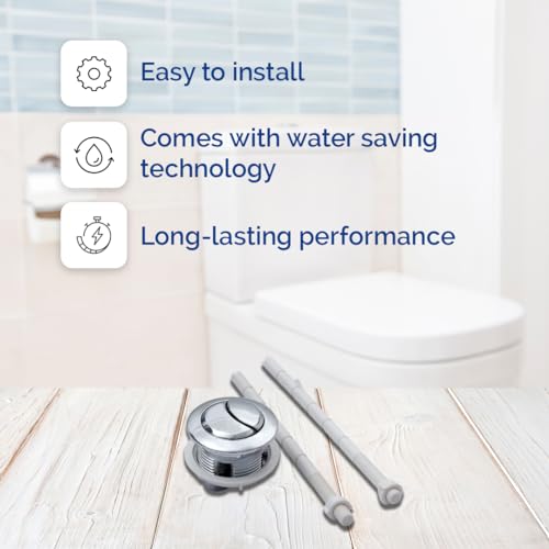 Parryware Single Piece Dual Push Flush Button or Knob Assembly | 38 mm Round PE | Saves Water | High-end Plating Technology for Long-lasting Performance | C61PE0901 - Image 2