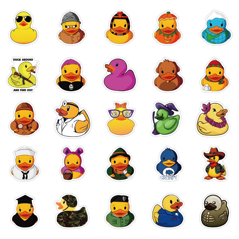 YEESACG 69Pcs Rubber Duck Kawaii Stickers Pack | Animals Ducks Unlimited Cool Deacls Graffiti Vinyl for Water Bottle Skateboard Luggage Laptop Computer Phone - Image 3