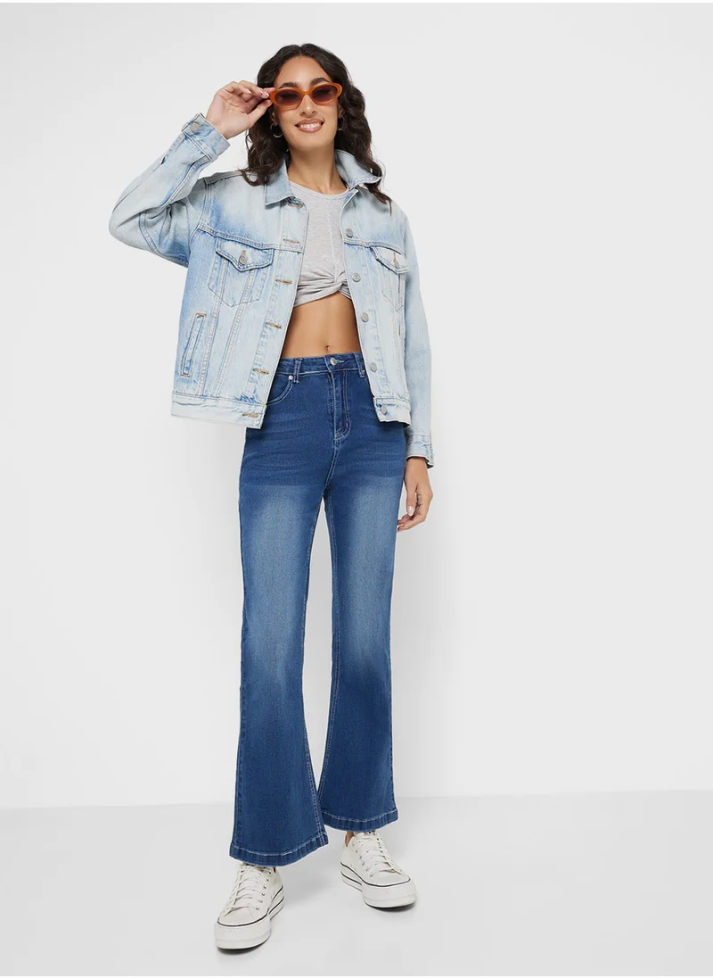 جينجر High Rise Bootcut Fit Jeans