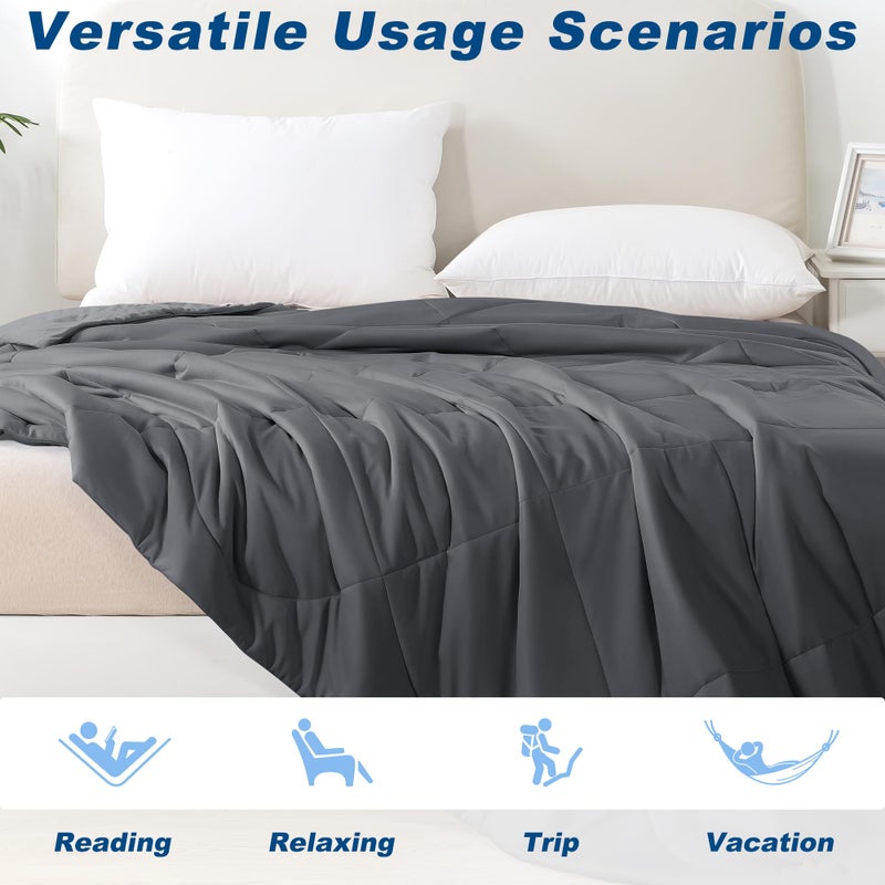 bedsmile Cooling Comforter Queen Size, Double-Sided Cold Tech Fabric Quilted Bed Comforters Cooling Blanket for Hot Sleepers, Breathable Lightweight Summer Bedding, All-Season Ice Blanket, Dark Gray - Image 5