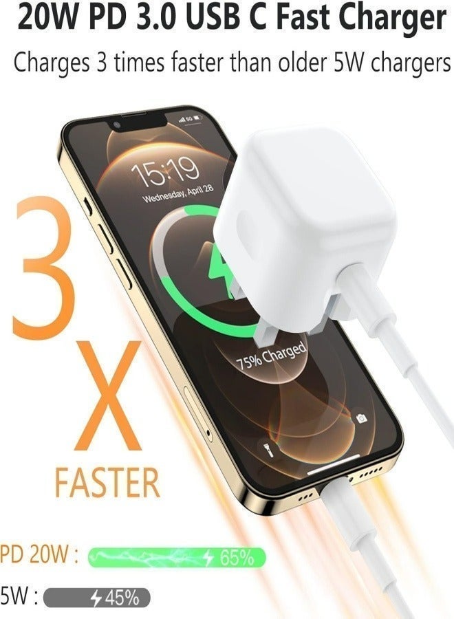 Flyview iPhone 20W Fast Charger | USB C Wall Fast Charger Compatible with iPhone 15/14/14 Pro/14 Pro Max/13/12/SE2020/11/XR/XS Max/X/iPad - Image 3