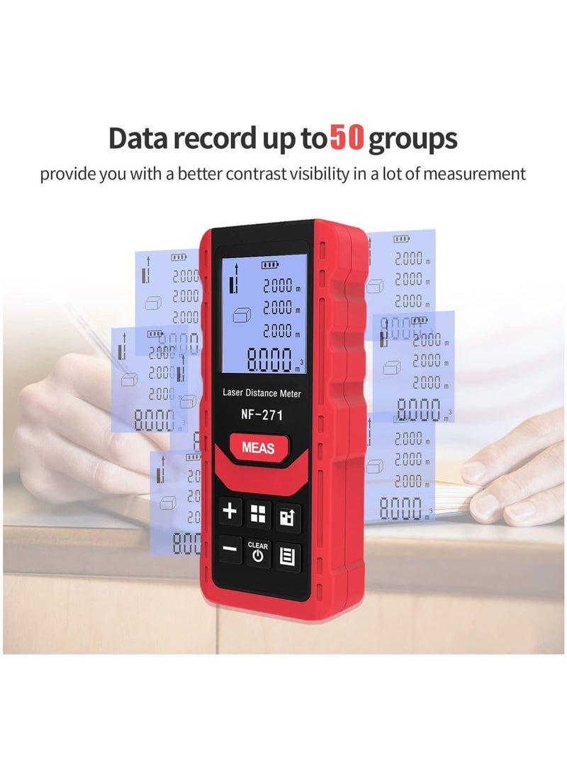 Arabest Laser Distance Meter, 50M/165ft Portable Handheld Digital Laser Range Finder, M/in/Ft Unit Switching, Backlit LCD Display, Measure Distance, Pythagorean, Area and Volume  - Image 2
