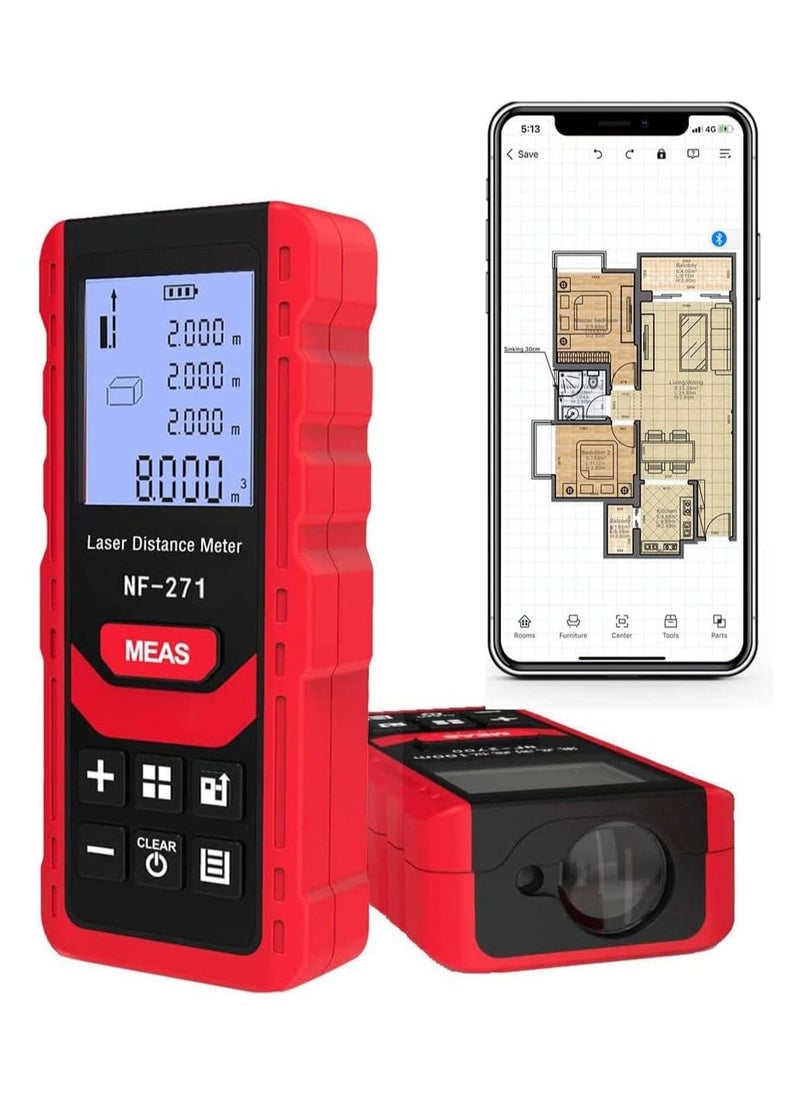 Arabest Laser Distance Meter, 50M/165ft Portable Handheld Digital Laser Range Finder, M/in/Ft Unit Switching, Backlit LCD Display, Measure Distance, Pythagorean, Area and Volume  - Image 1