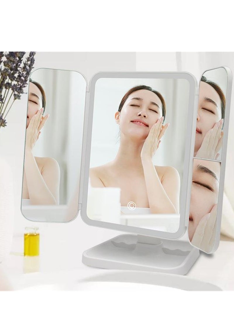 Desktop tri-fold makeup mirror with light LED light makeup mirror beauty fill-in makeup mirror - Image 3