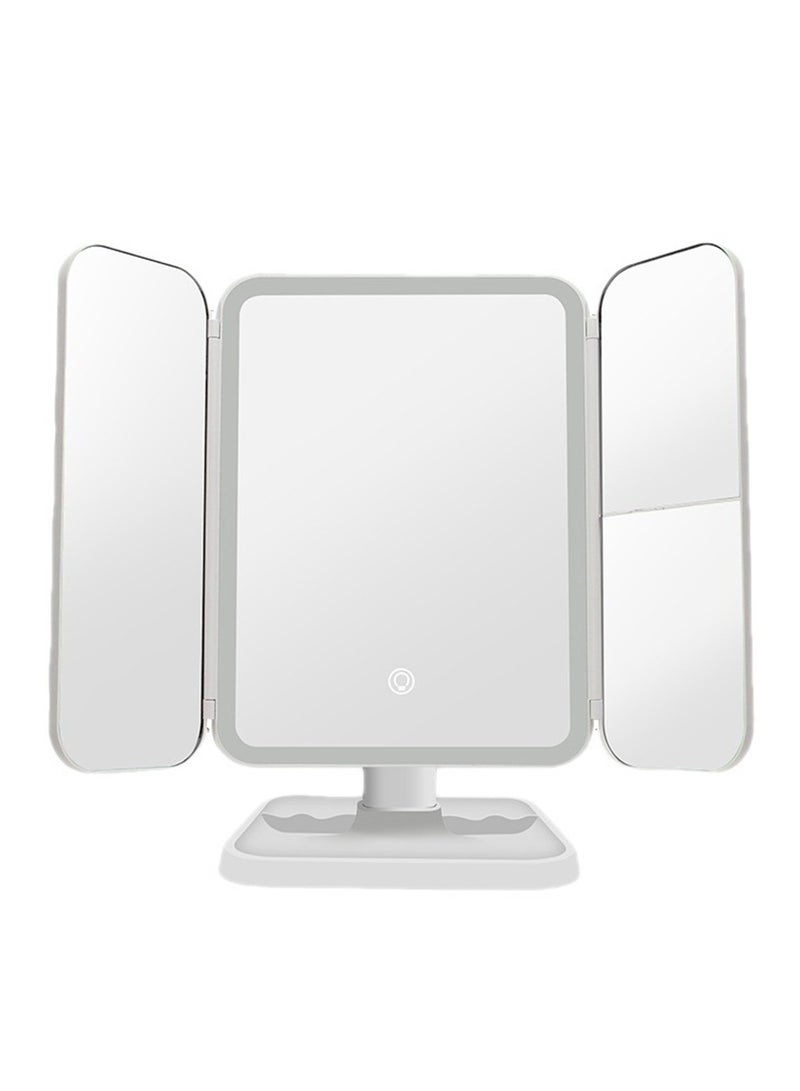 Desktop tri-fold makeup mirror with light LED light makeup mirror beauty fill-in makeup mirror - Image 1
