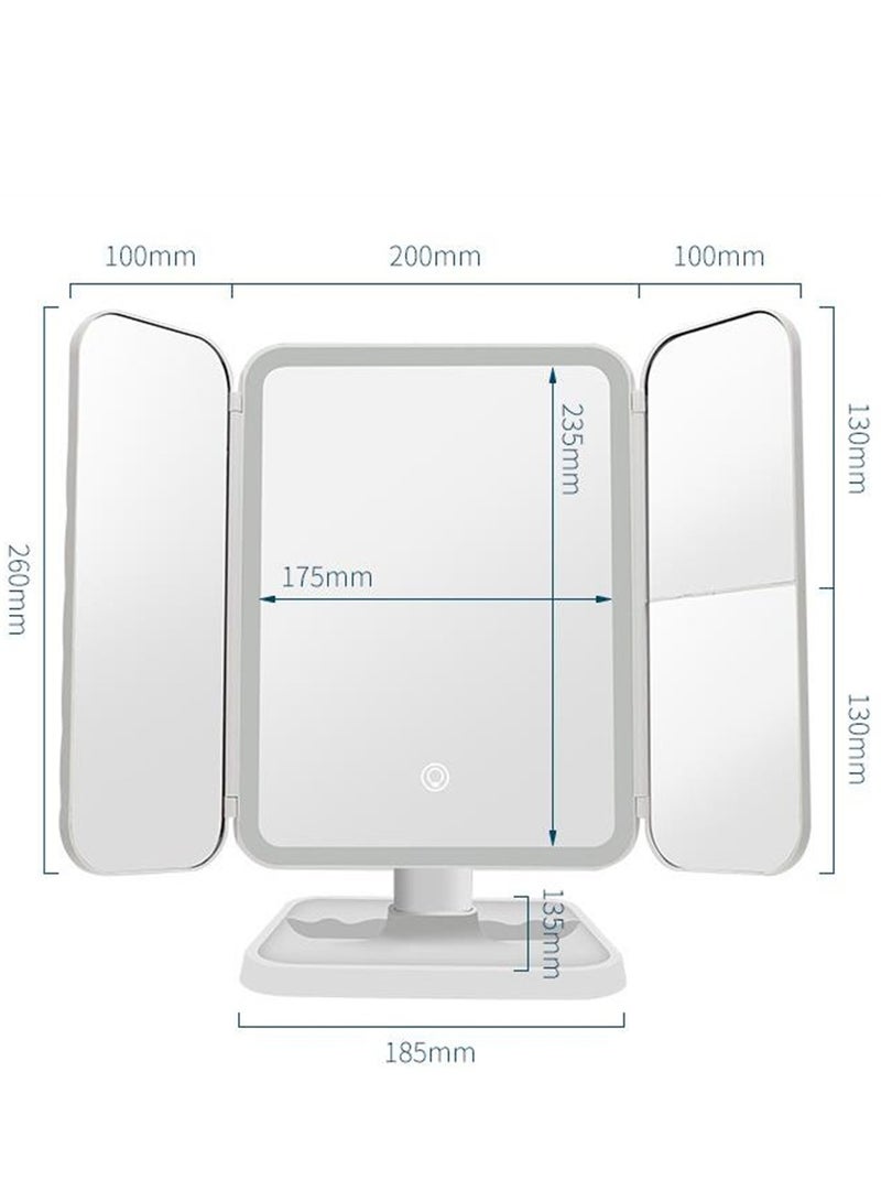 Desktop tri-fold makeup mirror with light LED light makeup mirror beauty fill-in makeup mirror - Image 2