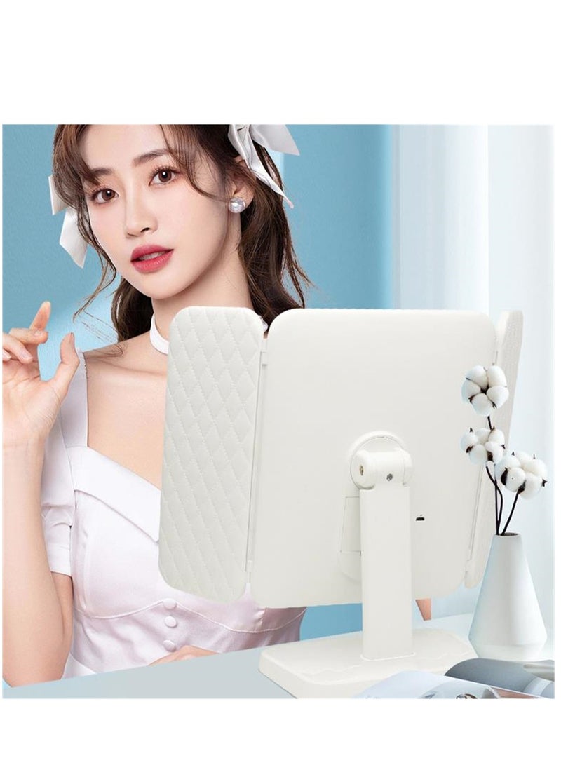 Desktop tri-fold makeup mirror with light LED light makeup mirror beauty fill-in makeup mirror - Image 4