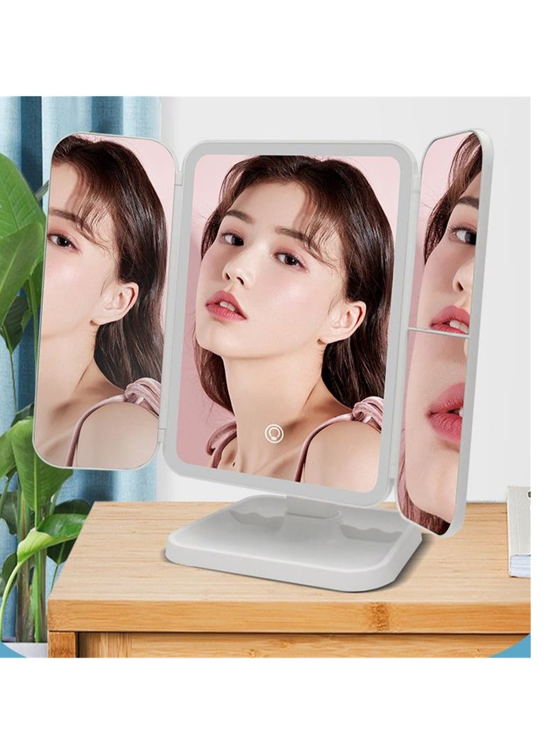 Desktop tri-fold makeup mirror with light LED light makeup mirror beauty fill-in makeup mirror - Image 5