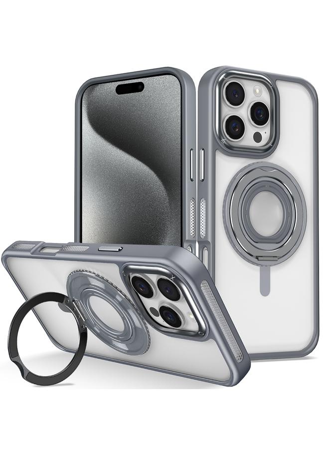 اس-توب جراب لهاتف iPhone 15 Pro Max، جراب شفاف بحلقة من السيليكون يدور 360 درجة، جراب هاتف - Image 1