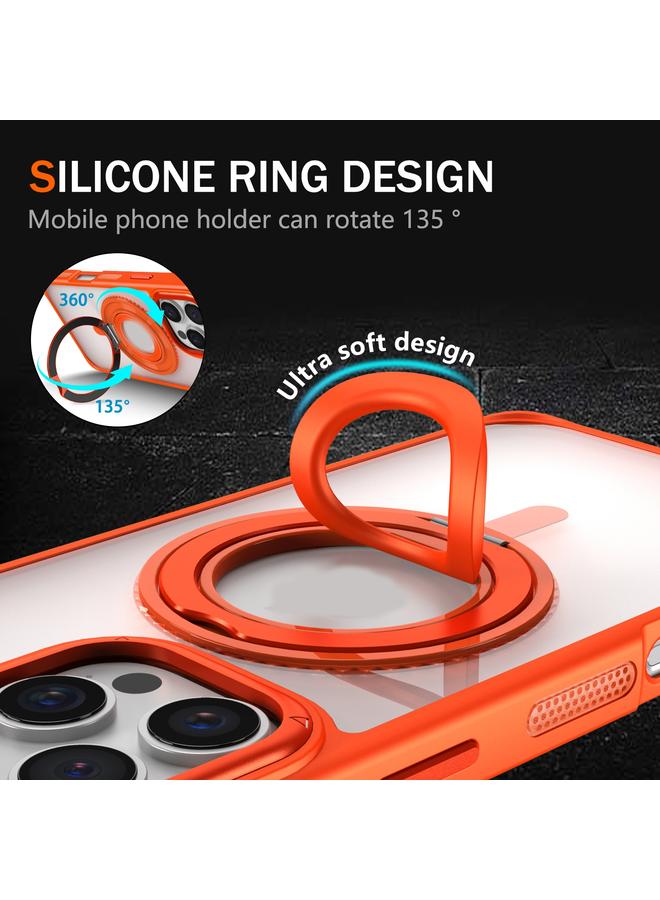 اس-توب جراب لهاتف iPhone 15 Pro Max، جراب شفاف بحلقة من السيليكون يدور 360 درجة، جراب هاتف - Image 3