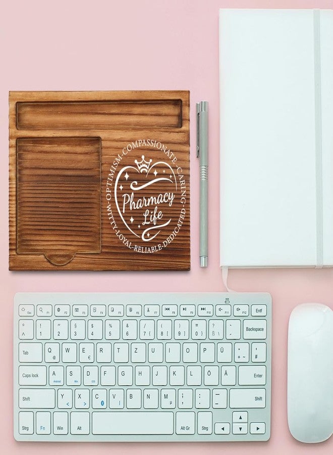 THRXOBN Pharmacy Life Wooden Sticky Note Holder - Heart-Themed Pharmacist Appreciation Desk Organizer, Thoughtful Gift for Pharmacy Staff, WSH37 - Image 2