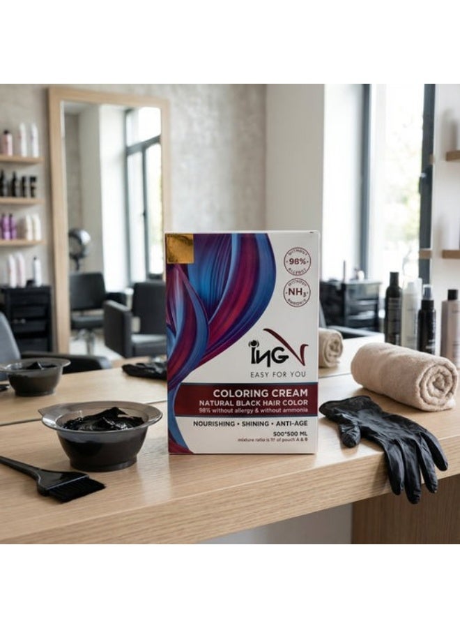 ING Professional Coloring Cream 2x500ml – Ammonia Free Hair Color Cream with Argan Oil, Avocado Oil & Vitamin C – Permanent Professional Hair Dye for Salon Use, Full Gray Coverage, Long Lasting Hair Colour - Image 4