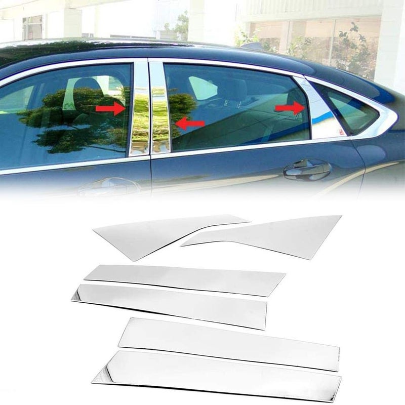 Overun Polished Stainless Steel Center Door Pillar Post Trim Set Designed for 20142020 Impala