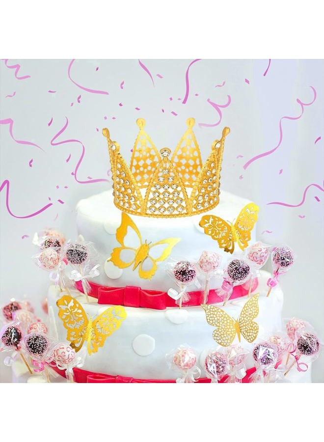 Vshinic 152 Pcs Flower Bouquet Accessories,100 Corsage Bouquet Pins 48 3D Butterfly Wall Decor Bulk and 4 Crown Cake Topper Pearl Pins forFestival,Mother's Day,Birthday,Wedding Party - Image 3