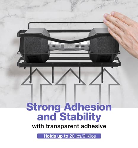 KINCMAX Premium Shower Caddy, Self Adhesive Shower Organizer w/ 4 Hooks, No Drill Shelves for Inside Shower, Rustproof Stainless Steel Shower Rack for Bathroom, Matte Black - Image 4