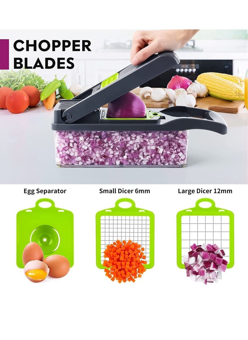 Vegetable Chopper, Pro Onion Chopper, Multifunctional 13 in 1 Food Chopper, Kitchen Vegetable Slicer Dicer Cutter, Veggie Chopper With 8 Blades