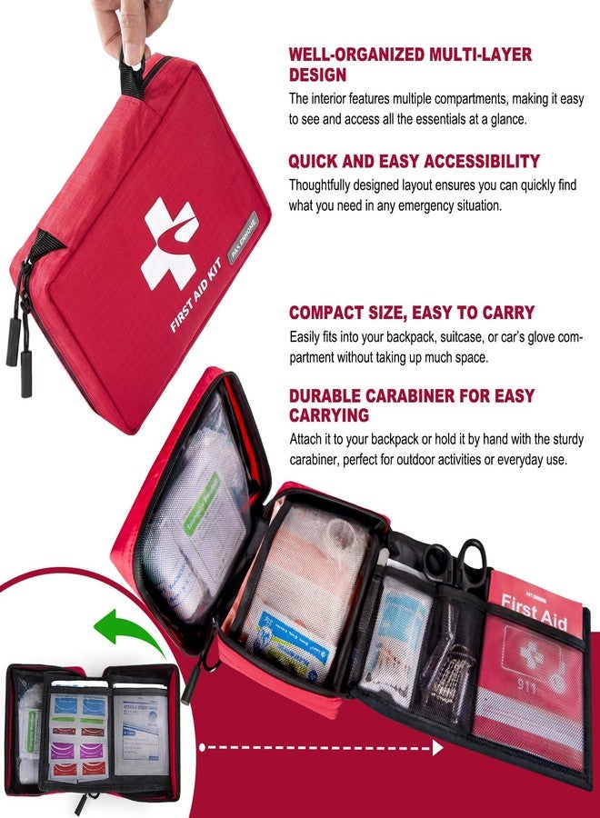 Pasenhome 300 Piece First Aid Kit, Compact Waterproof First Aid Bag with 9 Organized Compartments, Portable Emergency Supplies Kit for Outdoor, Camping, Hiking, Car, Home, Travel, Office - Image 2