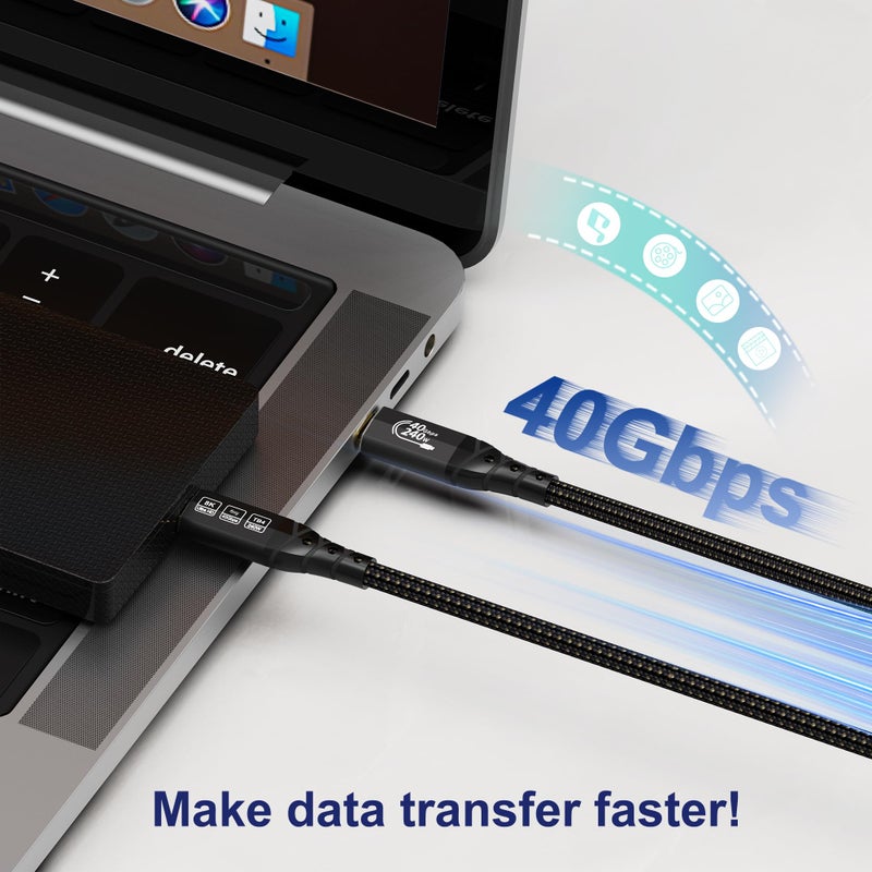 ZIKNYDO USB 4 for Thunderbolt 4 Cable 3.3FT/1m, 40Gbps USB C Data Cable, 8K/4K Video, 240W Charging, USB-C Thunderbolt Cable, for Thunderbolt 3, iPhone 16 Series, SSD, MacBook, eGPU - Image 3
