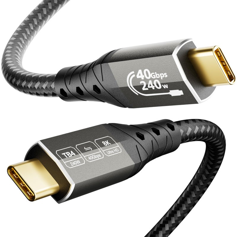 ZIKNYDO USB 4 for Thunderbolt 4 Cable 3.3FT/1m, 40Gbps USB C Data Cable, 8K/4K Video, 240W Charging, USB-C Thunderbolt Cable, for Thunderbolt 3, iPhone 16 Series, SSD, MacBook, eGPU - Image 1