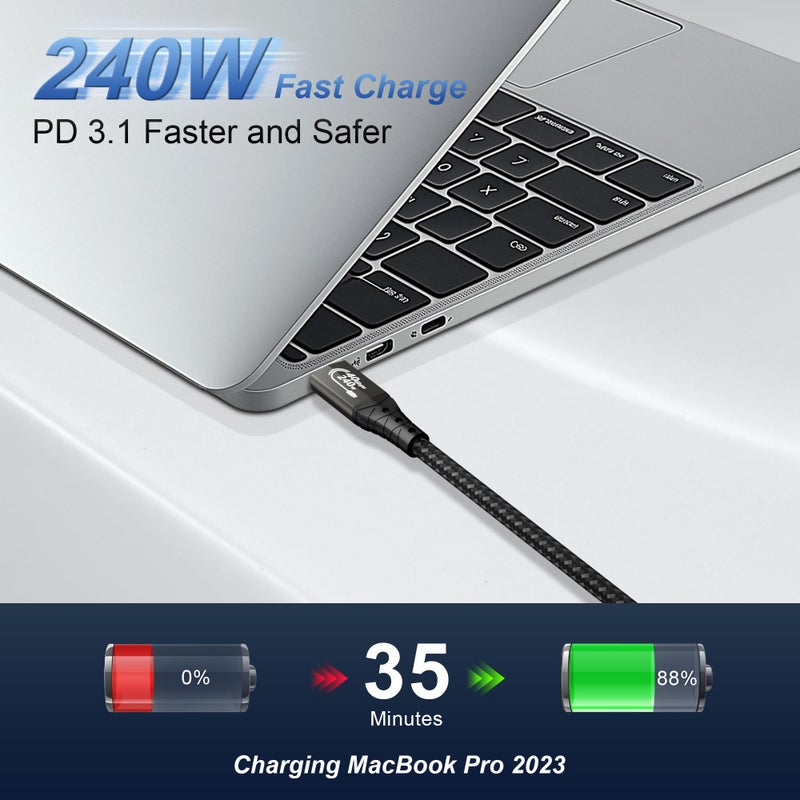 ZIKNYDO USB 4 for Thunderbolt 4 Cable 3.3FT/1m, 40Gbps USB C Data Cable, 8K/4K Video, 240W Charging, USB-C Thunderbolt Cable, for Thunderbolt 3, iPhone 16 Series, SSD, MacBook, eGPU - Image 5