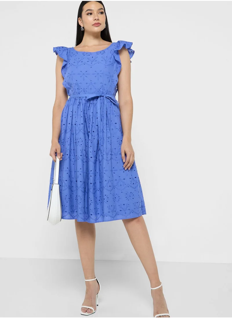 French Connection Ruffle Sleeve Printed Dress