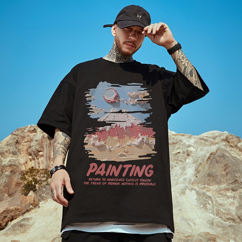 T27 Polyester Printed Short-Sleeved T-Shirt M-8Xl Export Summer Trendy T-Shirt Loose Over - Image 2
