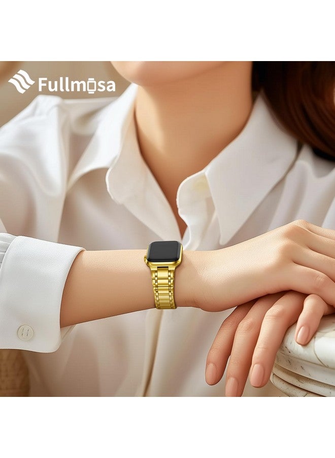 Fullmosa Fullmosa Metal Bands Compatible Apple Watch Strap 45mm 44mm 42mm, Steel Apple Watch Band with Case for iWatch Series Ultra 9 8 7 6 5 4 3 2 1 SE,42mm 44mm 45mm Golden [Watch NOT Included] - Image 3