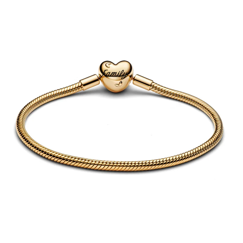 PANDORA Family Tree Heart Clasp Snake Chain Bracelet