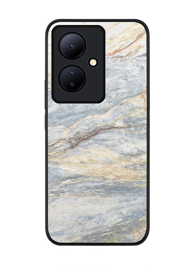 Stylizedd Rugged Black edge case for Vivo V29 Lite, Slim fit Soft Case Flexible Rubber Edges Anti Drop TPU Gel Thin Cover- Marble Print Grey Classic - Image 1