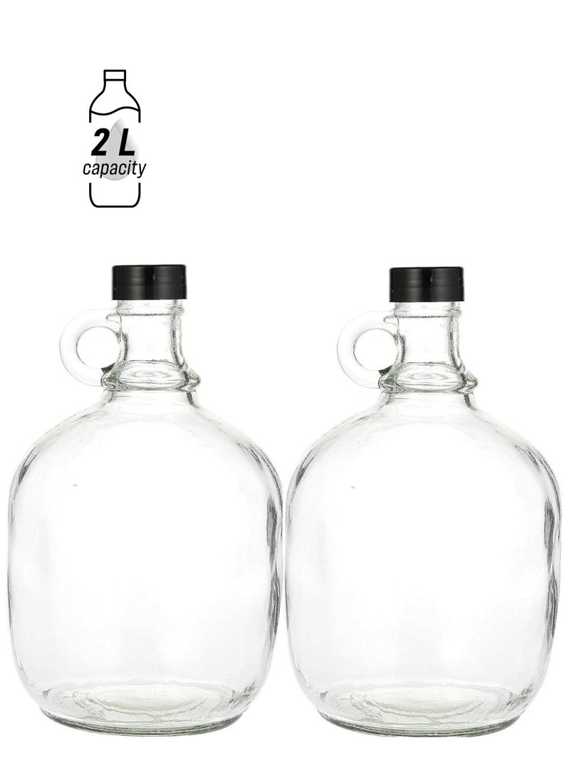 Home zone Glass Handled Jugs Half-Gallon Clear Pack of 2 - Image 1