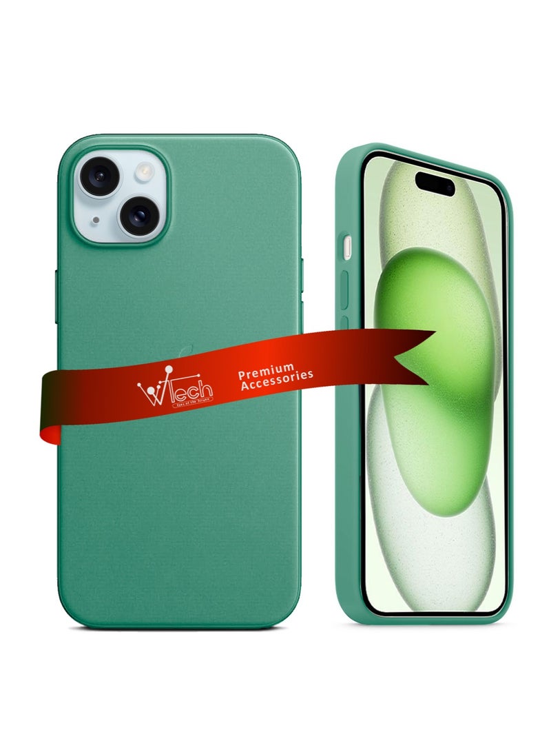 دبليو تيك غطاء حماية من السيليكون السائل الناعم مع MagSafe لهاتف Apple iPhone 15 2023 Spring Green - Image 1