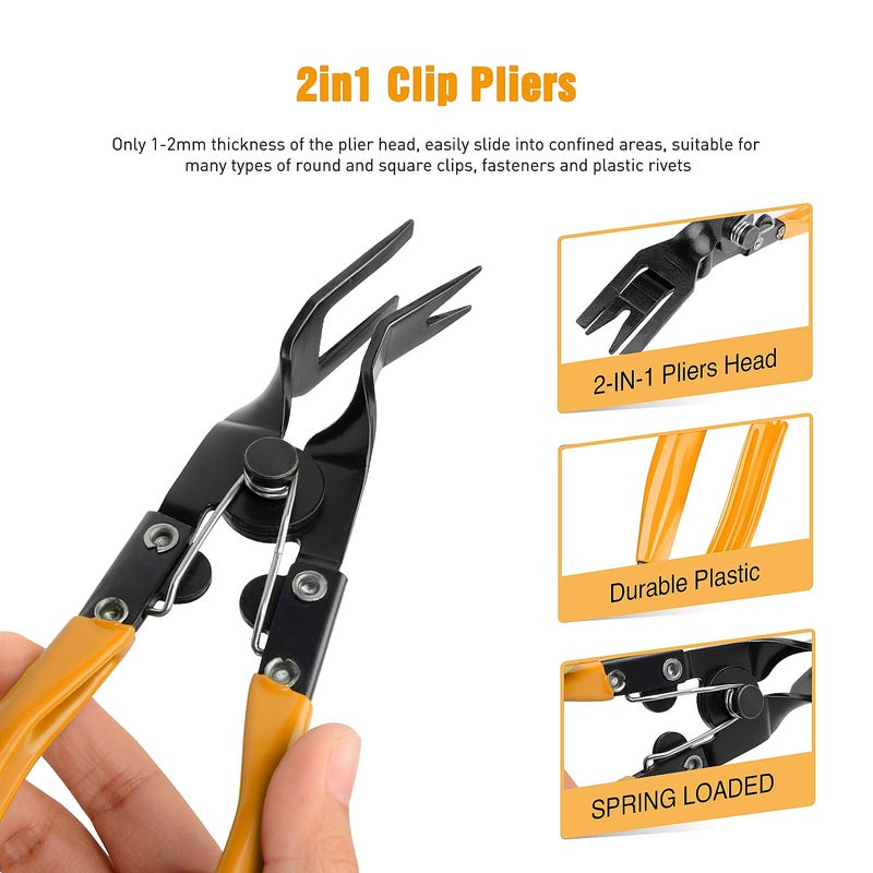 GOOACC Auto Trim Removal Tool Set 3Pcs No Scratch Pry Tool Kit with Storage Bag for Car Body Clips Door Panel Car Clips Dashboard Repair Yellow - Image 2
