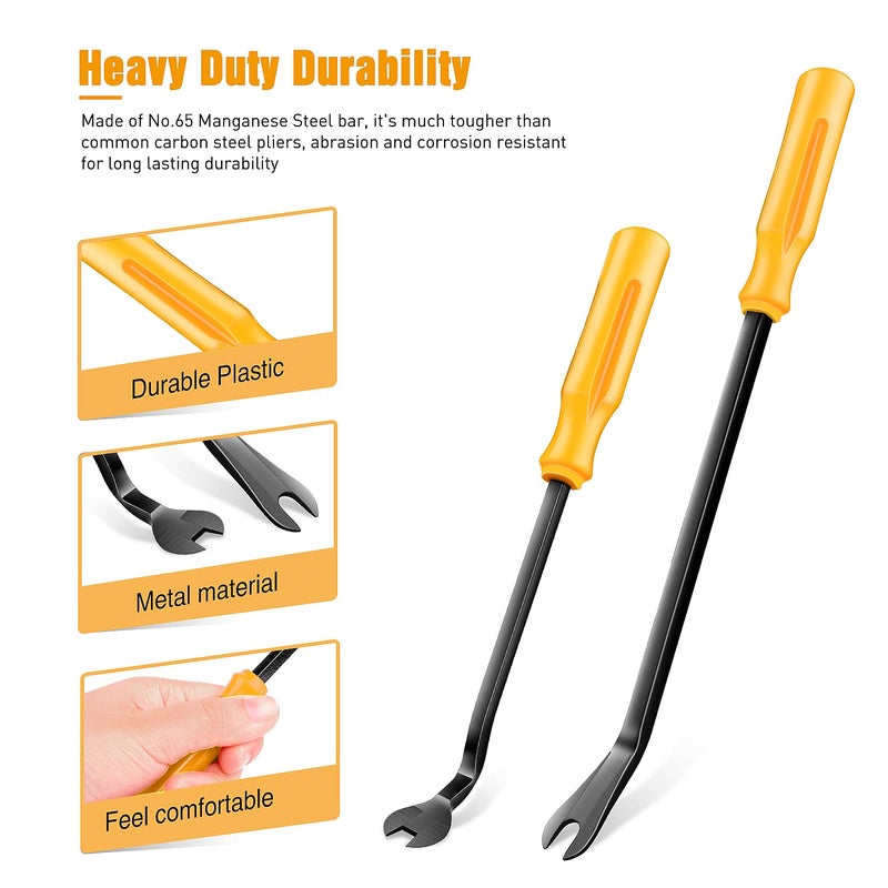 GOOACC Auto Trim Removal Tool Set 3Pcs No Scratch Pry Tool Kit with Storage Bag for Car Body Clips Door Panel Car Clips Dashboard Repair Yellow - Image 4