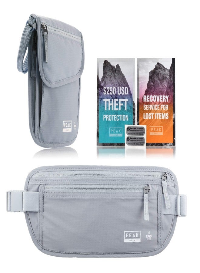Peak Gear Travel Companion Combo - Hidden Travel Money Belt + Neck Wallet (Gray, Bundle) - Image 1