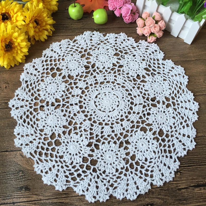 Laivigo Laivigo New Handmade Crochet Lace Round Table Cloth Doilies Doily16 InchWhite 