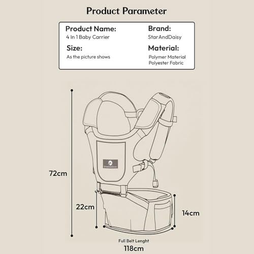 StarAndDaisy 4-in-1 Baby Carrier for 0 to 3 Year Baby/Kangaroo Bag with Comfortable Soft Hip Seat/Baby Carrier - 4 Carrying Positions with 2 Storage Pockets - Blue (4-in-1 Grey) - Image 2