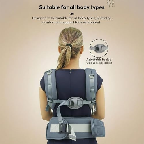 StarAndDaisy 4-in-1 Baby Carrier for 0 to 3 Year Baby/Kangaroo Bag with Comfortable Soft Hip Seat/Baby Carrier - 4 Carrying Positions with 2 Storage Pockets - Blue (4-in-1 Grey) - Image 5