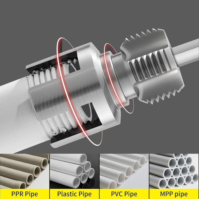 8 Pcs Internal External Pipe Threading Tool Set PVC Plastic Pipe Threader 1 2 Inch 3 4 Inch 1 Inch Dies Electric Drill Compatible Home Repair - Image 3